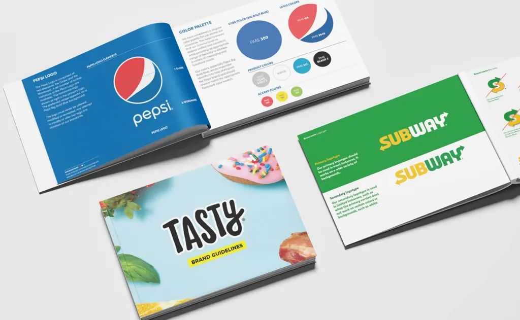 Manual de marca o brandbook de Bahía Creativa aplicado en piezas gráficas corporativas